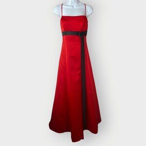 Alfred Angelo Formal Dress | 10 | Red Satin Bow Empire | Holiday Party Ball Gala